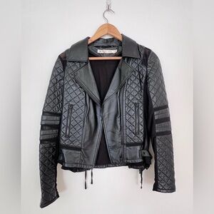 Blanc Noir Leather Motorcycle Jacket - Size M